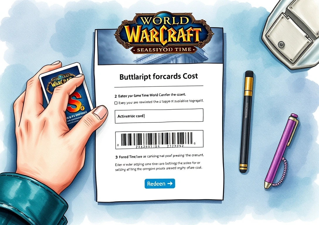 Player entering a WoW game time card code into Battle.net redemption screen